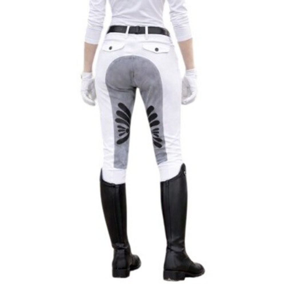Devon-Aire White Dressage Full Suede Seat Silicone Grip Knee Patch Breeches 30